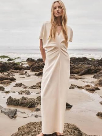 Anine Bing Zadig Elegant Cream V-Neck Maxi Dress